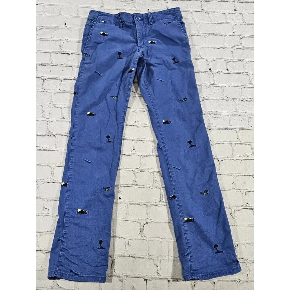 Gap Kids Blue Embroidered Chino Sunglasses Palm Tree Pants BOYS SIZE 14